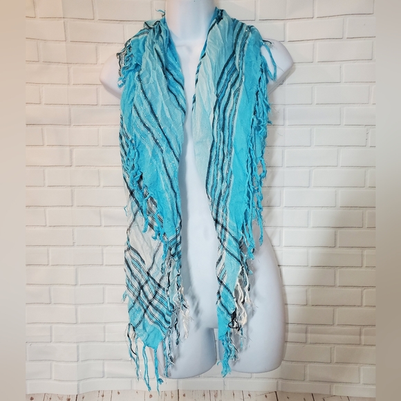 Plaid Sky Blue Neck Scarf - Picture 2 of 8